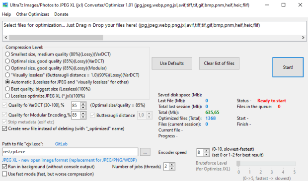 Ultra7z Images/Photos to JPEG XL (jxl) Converter/Optimizer