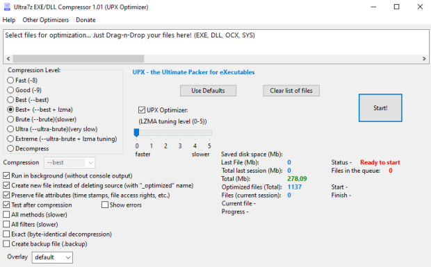 Ultra7z EXE/DLL Compressor & Optimizer 1.01 Portable (UPX Optimizer)